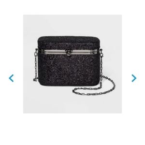 Black Oval Box Glitter Clutch